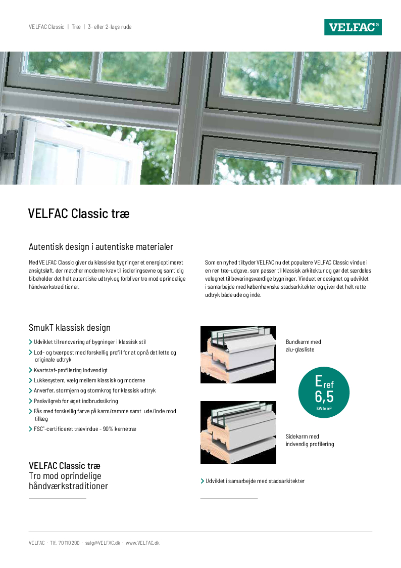 Brochure om VELFAC Classic træ - til private boliger